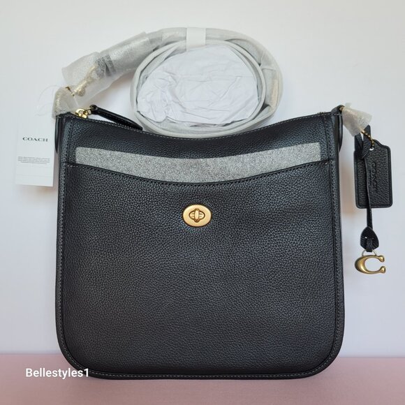 COACH Chaise Pebbled Leather Crossbody Bag- Black color ⭐ - Picture 2 of 16